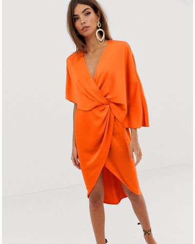ASOS Kimono Midi Dress - Orange
