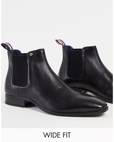 Ben Sherman Wide Fit Leather Chelsea Boot - Black