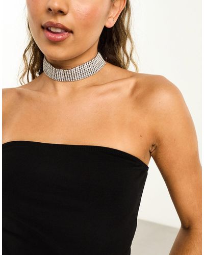 ASOS Choker Necklace With Crystal Design - Black