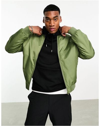 ASOS Oversized Bomber Jacket With Detachable Sleeves - Green