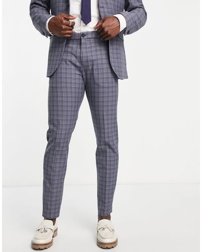 SELECTED Slim Seersucker Suit Trousers - Grey
