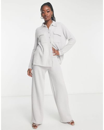 In The Style Knitted Wide Leg Trouser Co-ord - White