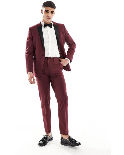 ASOS Slim Tuxedo Suit Trousers - Red