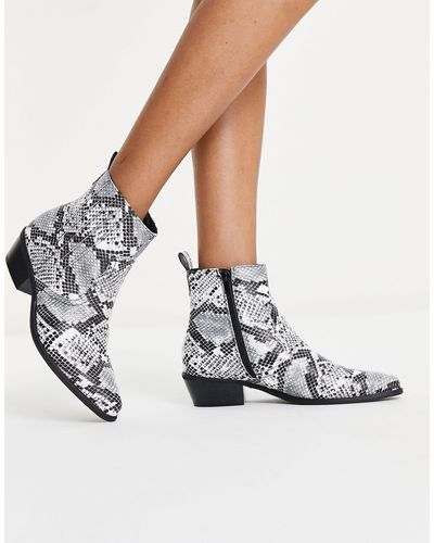 Glamorous Mid Heel Ankle Boots - Multicolor