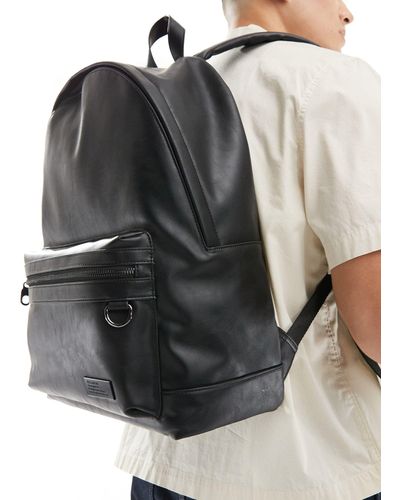 Pull&Bear Faux Leather Back Pack - Black