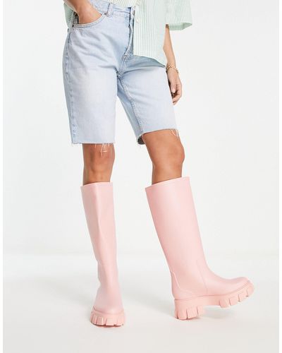 ASOS Gracie Chunky Knee High Wellies - Pink