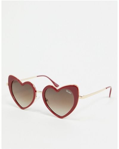 Quay Quay Love That Womens Heart Shaped Sunglasses - Red
