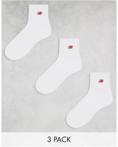 New Balance Red Logo Mid Sock 3 Pack - White