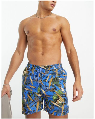 Carhartt Slater Print Swim Shorts - Blue