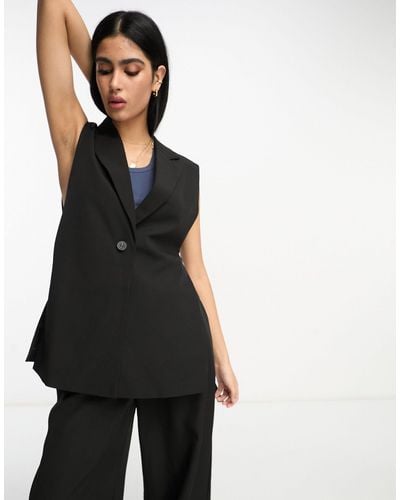 Miss Selfridge Co-ord Sleeveless Oversized Blazer With Side Splits - Black