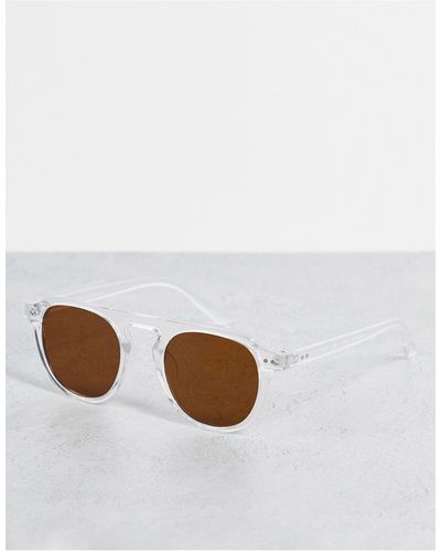 SELECTED – e sonnenbrille mit hohem brauensteg und braunen gläsern - Mehrfarbig