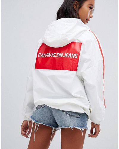 Calvin Klein Calvin Klein Windbreaker Jacket With Block Logo - White