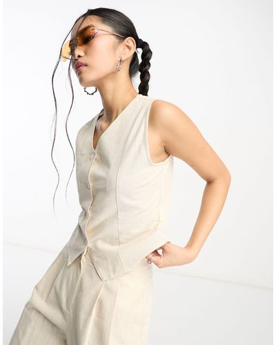Native Youth Relaxed Linen Waistcoat Co-ord - Natural
