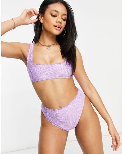 ASOS Textured Frill Crop Bikini Top - Purple