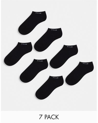 French Connection Fcuk - confezione da 7 paia di calzini sportivi neri - Nero