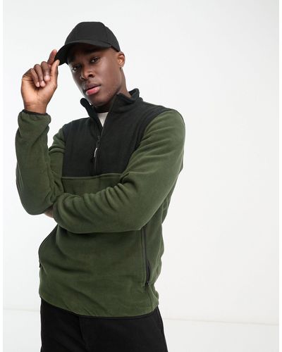 Jack & Jones Originals Fleece Jacket With Contrast Color Block - Green