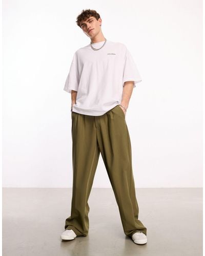 Collusion Relaxed Wide Leg Tailored Pants - White