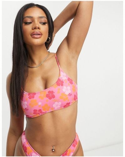 PacSun Hibiscus Print Bikini Tank Top Co-ord - Pink