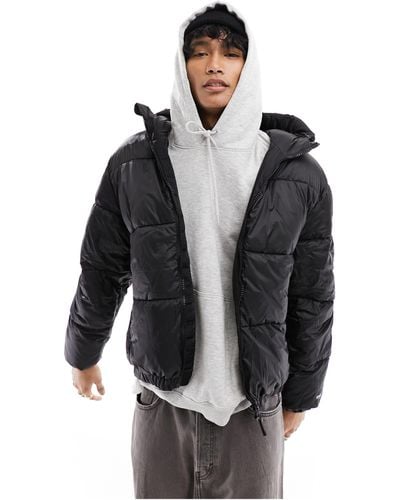 Pull&Bear Puffer Jacket With Hood - Black