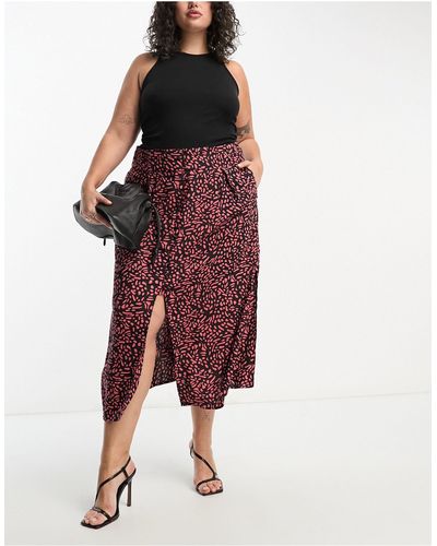 ASOS Asos Design Curve Button Through Midi Skirt With Split - Red