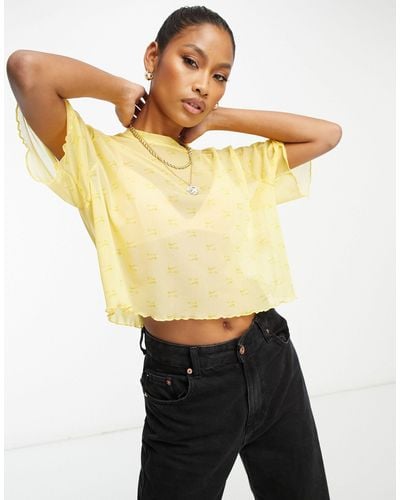 Nike Air Mesh All-over Print Crop Top - Yellow