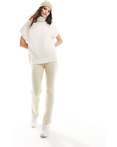 New Look Roll Neck Cable Knit Tabard - Natural