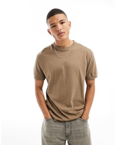 ASOS Relaxed Fit T-shirt With Crew Neck - Brown
