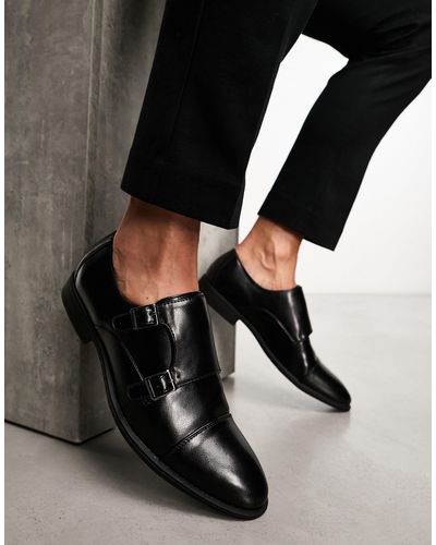 ASOS Chaussures derby en similicuir avec empiècement estampé - Noir