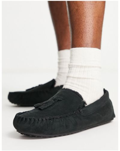 ASOS Mocassin Pantoffels Met Voering Van Imitatiebont - Zwart