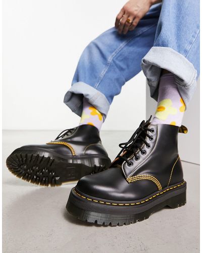 Dr. Martens 101 Ub Quad - Laarzen Met 6 Vetergaatjes Van Glad Vintage Leer - Zwart