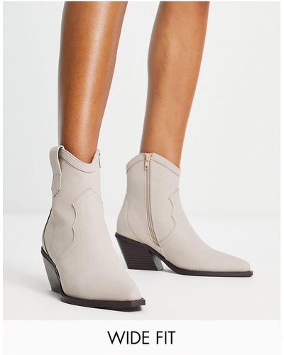 ASOS Wide Fit Rocket Western Ankle Boots - White