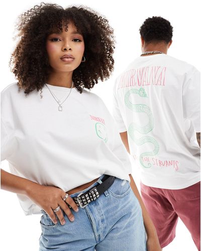 ASOS T-shirt unisexe oversize à imprimés nirvana sous licence - Blanc