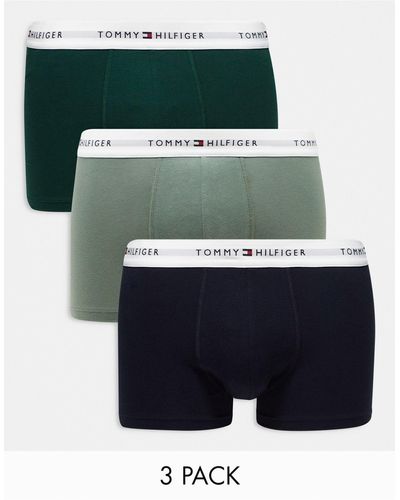 Tommy Hilfiger Signature Cotton Essentials 3 Pack Trunks - Green