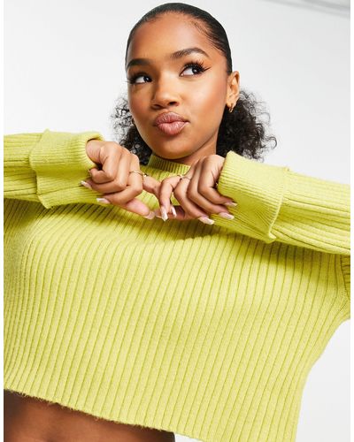 New Look – oversize-pullover aus rippstrick - Gelb