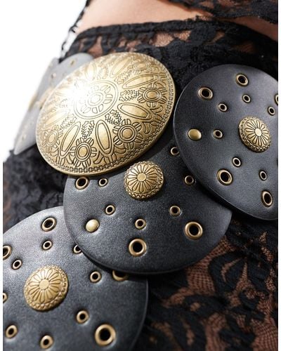 ASOS Studded Disc Detail Waist And Hip Belt - Brown