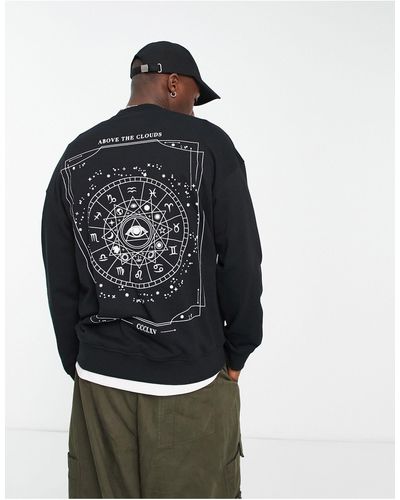 Only & Sons Oversized Crew Neck Sweat With Zodiac Back Print - Grey