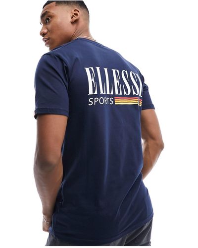 Ellesse Denron - t-shirt con grafica stampata sul retro - Blu