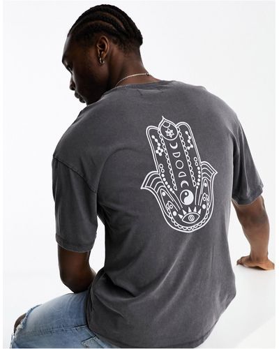 ADPT Oversized T-shirt With Hamsa Backprint - Gray