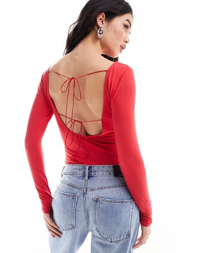 Miss Selfridge Backless Top With Ties - Red