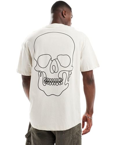 Jack & Jones Originals Oversized T-shirt With Skull Back Print - White
