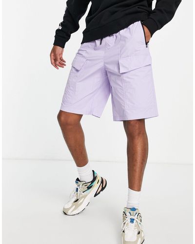 TOPMAN Relaxed Nylon Zip Pocket Cargo Shorts - Purple