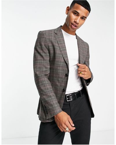 Bolongaro Trevor Grey Check Suit Jacket - White