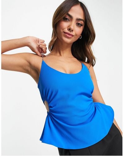 Urban Revivo Cut-out Top With Chain Straps - Blue
