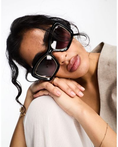 River Island Oversized Sunglasses With Contrast Arm Detail - Black