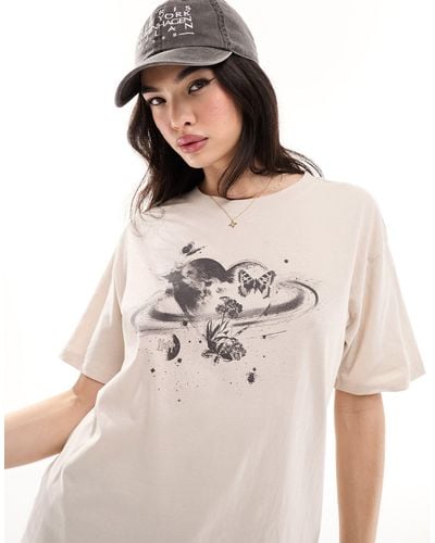 Cotton On Cotton on - t-shirt oversize à imprimé cosmos divin - taupe - Neutre