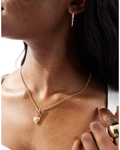 AllSaints Heart Pendent Chain Necklace - Brown