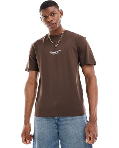 Jack & Jones – oversize-t-shirt - Braun