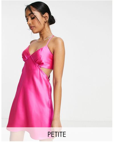 Topshop Unique Cut Out Satin Mini Slip Dress - Pink