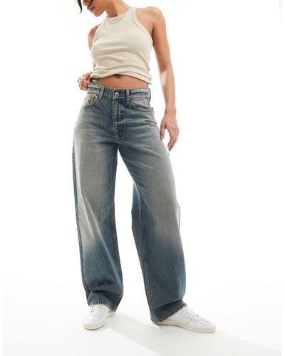 Collusion X014 antifit - jeans ampi a vita medio alta slavato - Blu