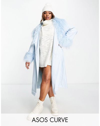 ASOS Abrigo azul - Blanco